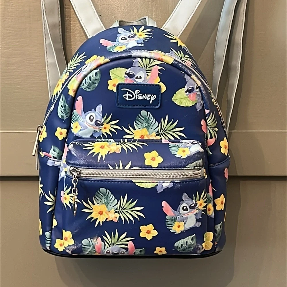 Loungefly Disney Lilo & Stitch Tropical Stitch Mini Backpack Blue Faux Leather